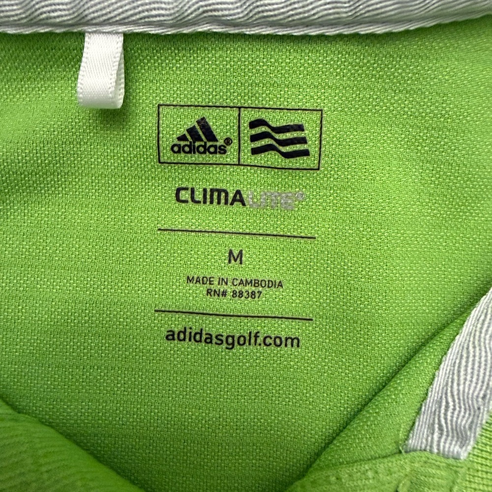 Adidas Golf Polo Mens Medium Green Climalite Performance Athletic Shirt - Picture 2 of 5
